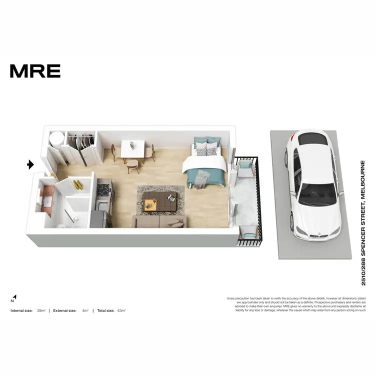 Floorplan of Homely studio listing, 2510/288 Spencer Street, Melbourne VIC 3000