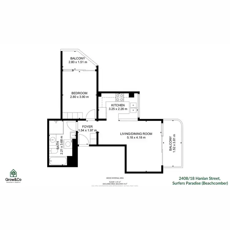 Floorplan of Homely apartment listing, 2408/18 Hanlan Street, Surfers Paradise QLD 4217