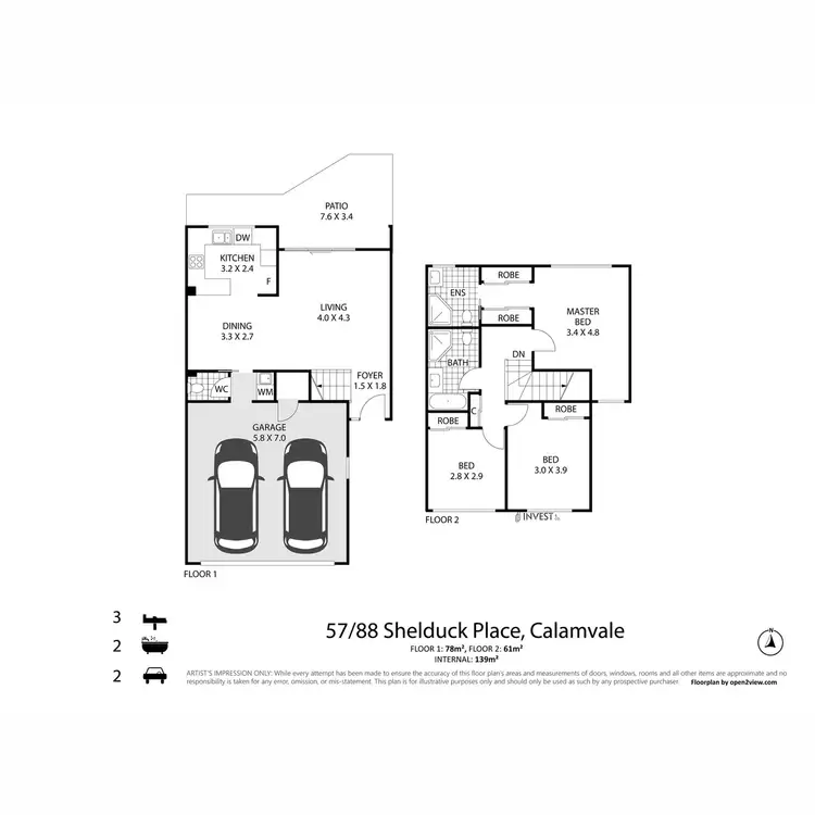 Floorplan of Homely townhouse listing, 57/88 Shelduck Place, Calamvale QLD 4116