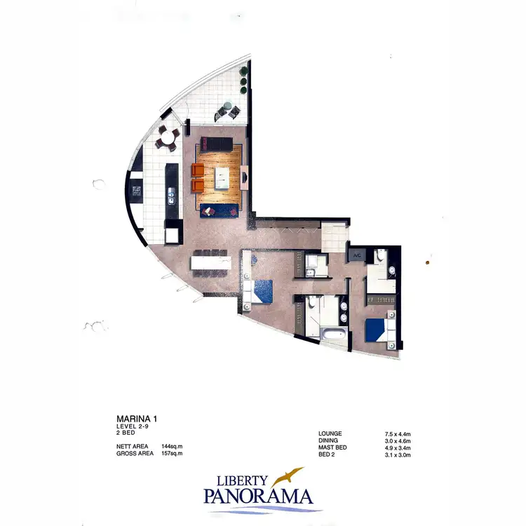 Floorplan of Homely apartment listing, 2051/1 Lennie Avenue, Main Beach QLD 4217