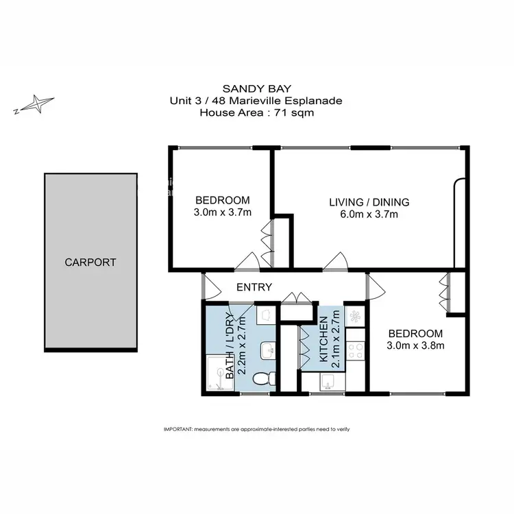 Floorplan of Homely unit listing, 3/48 Marieville Esplanade, Sandy Bay TAS 7005