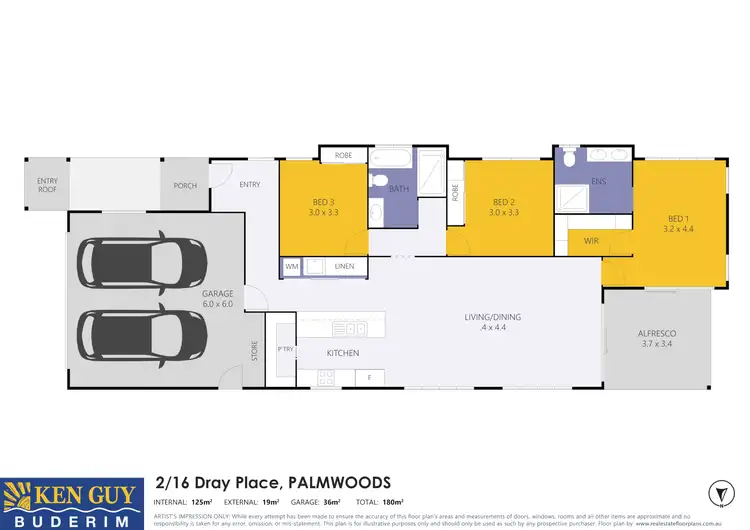 Floorplan of Homely semi-detached listing, 2/16 Dray Place, Palmwoods QLD 4555