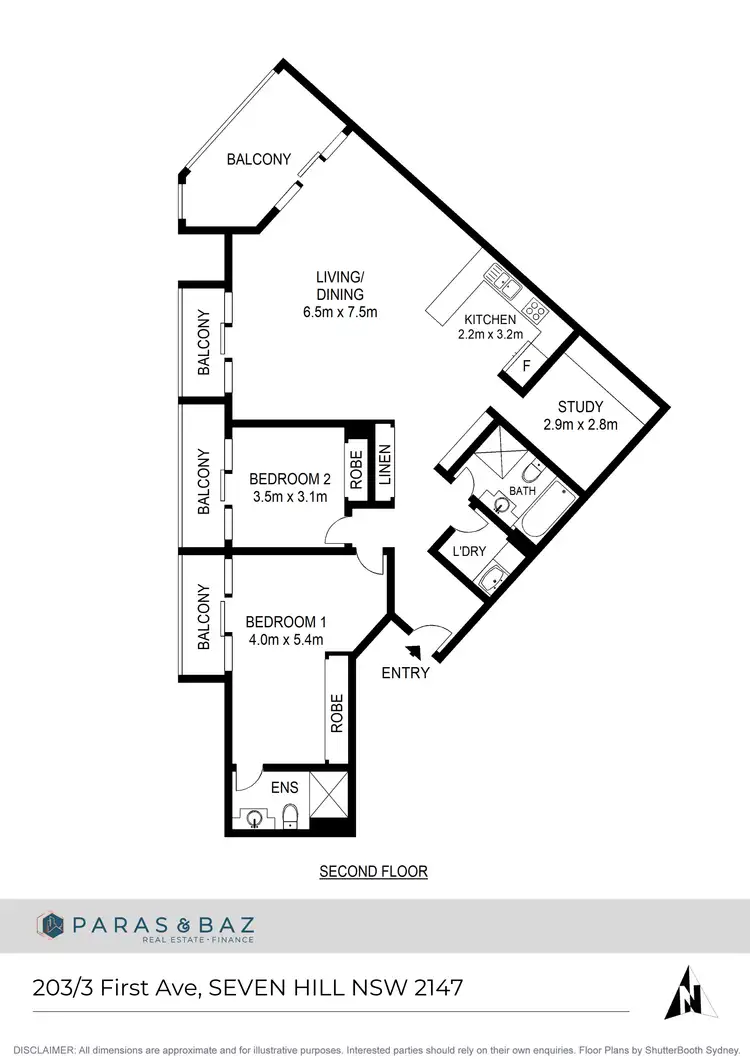 Floorplan of Homely apartment listing, 203/3 First Avenue, Seven Hills NSW 2147