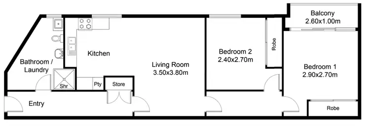 Floorplan of Homely apartment listing, 47/58-60 Wattle Street, Lyneham ACT 2602