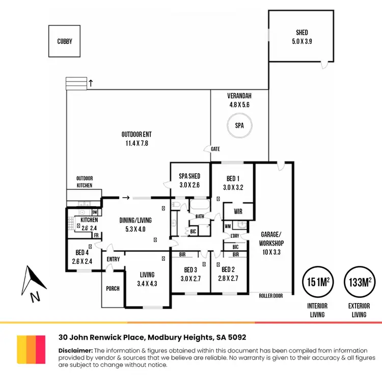 Floorplan of Homely house listing, 30 John Renwick Place, Modbury Heights SA 5092