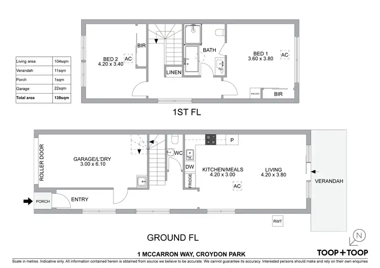 Floorplan of Homely townhouse listing, 1 McCarron Way, Croydon Park SA 5008