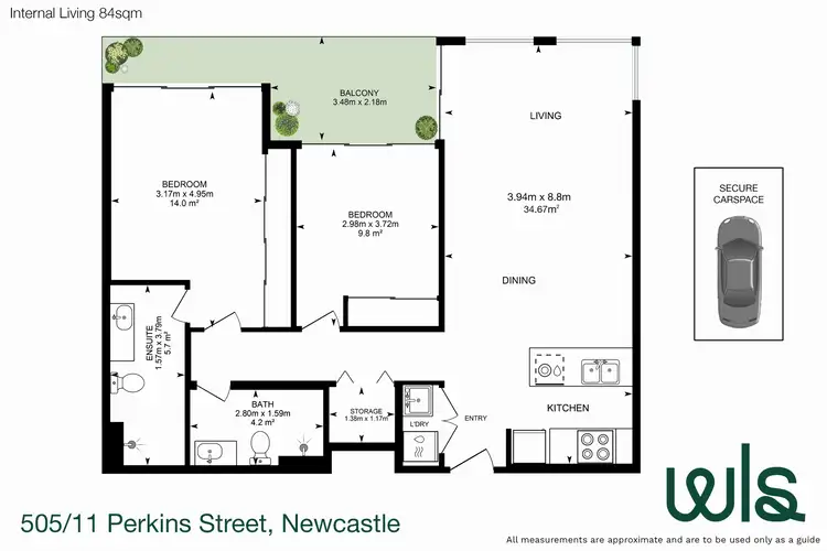 Floorplan of Homely apartment listing, 505/11 Perkins Street, Newcastle NSW 2300