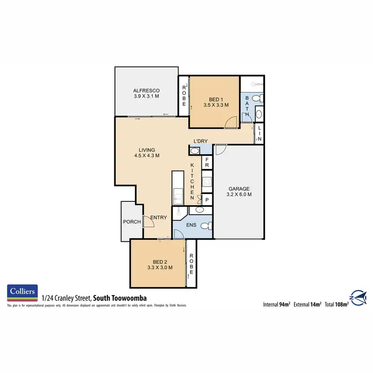 Floorplan of Homely unit listing, 1/24 Cranley Street, South Toowoomba QLD 4350