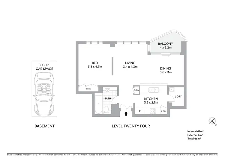 Floorplan of Homely apartment listing, 2406/168 Kent Street, Sydney NSW 2000
