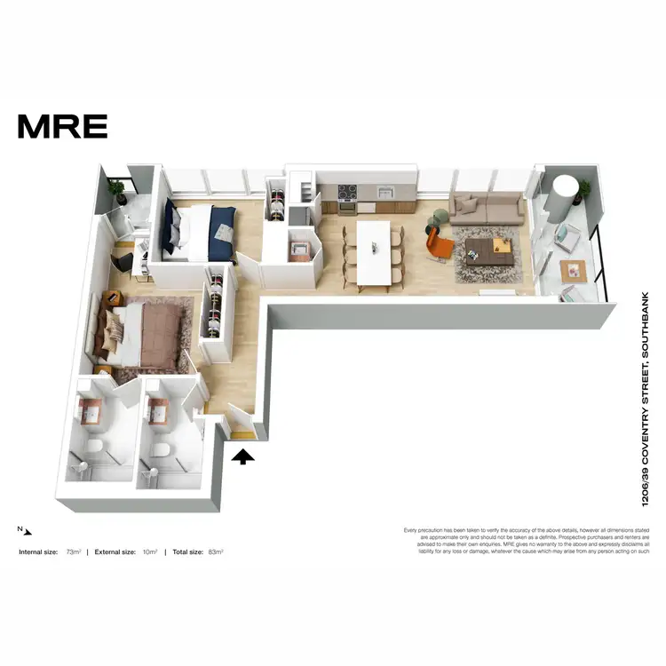 Floorplan of Homely apartment listing, 1206/39 Coventry Street, Southbank VIC 3006