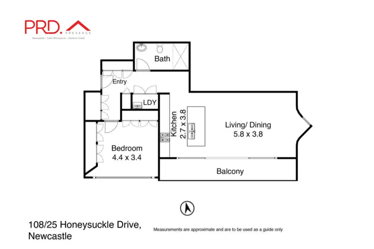 Floorplan of Homely apartment listing, 108/25 Honeysuckle Drive, Newcastle NSW 2300