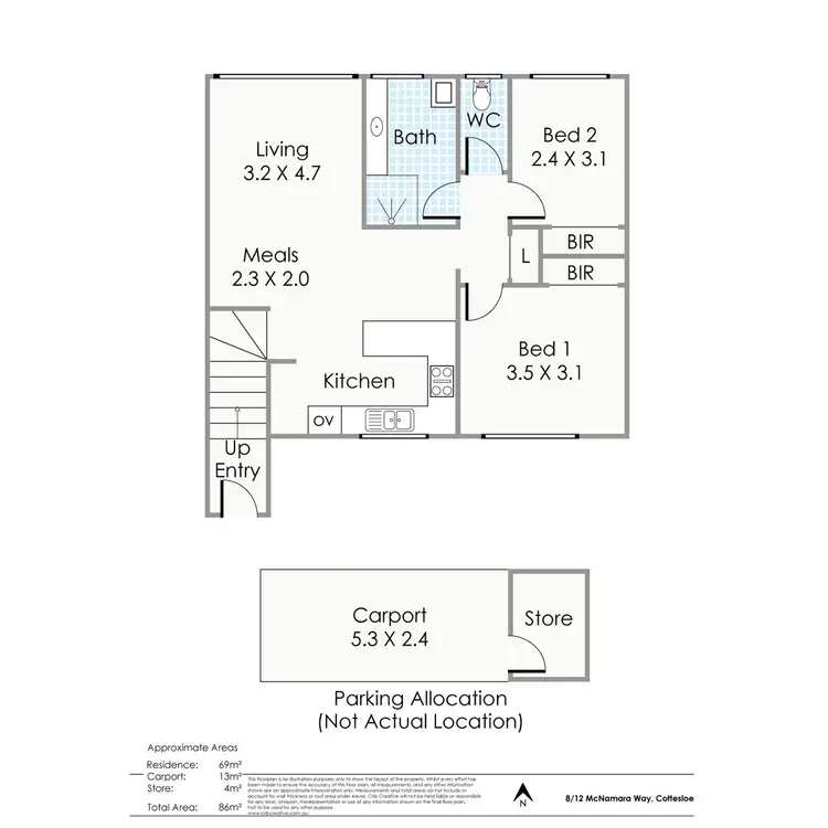 Floorplan of Homely apartment listing, 8/12 McNamara Way, Cottesloe WA 6011