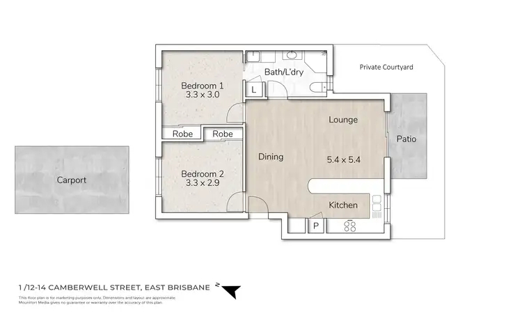 Floorplan of Homely apartment listing, 1/12-14 Camberwell Street, East Brisbane QLD 4169