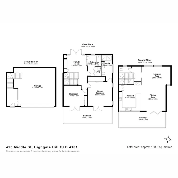 Floorplan of Homely townhouse listing, 1/41 Middle Street, Highgate Hill QLD 4101