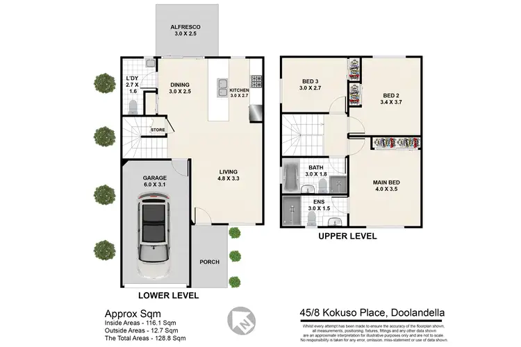 Floorplan of Homely townhouse listing, 45/8 Kokuso Place, Doolandella QLD 4077