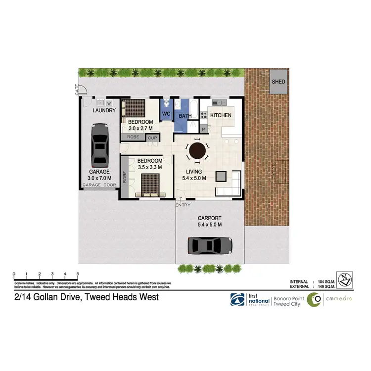 Floorplan of Homely semi-detached listing, 2/14 Gollan Drive, Tweed Heads West NSW 2485
