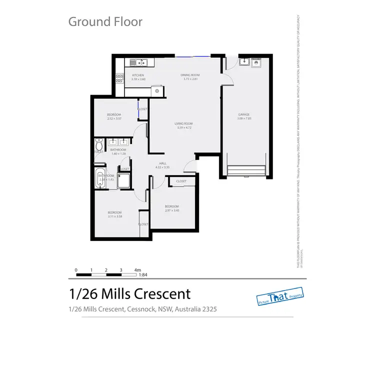 Floorplan of Homely unit listing, 1/26 Mills Crescent, Cessnock NSW 2325