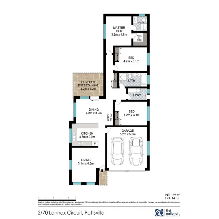 Floorplan of Homely semi-detached listing, 2/70 Lennox Circuit, Pottsville NSW 2489