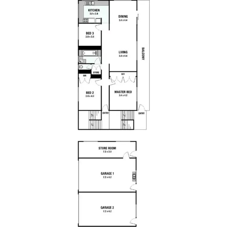 Floorplan of Homely unit listing, 3/46 Rialto St, Coorparoo QLD 4151