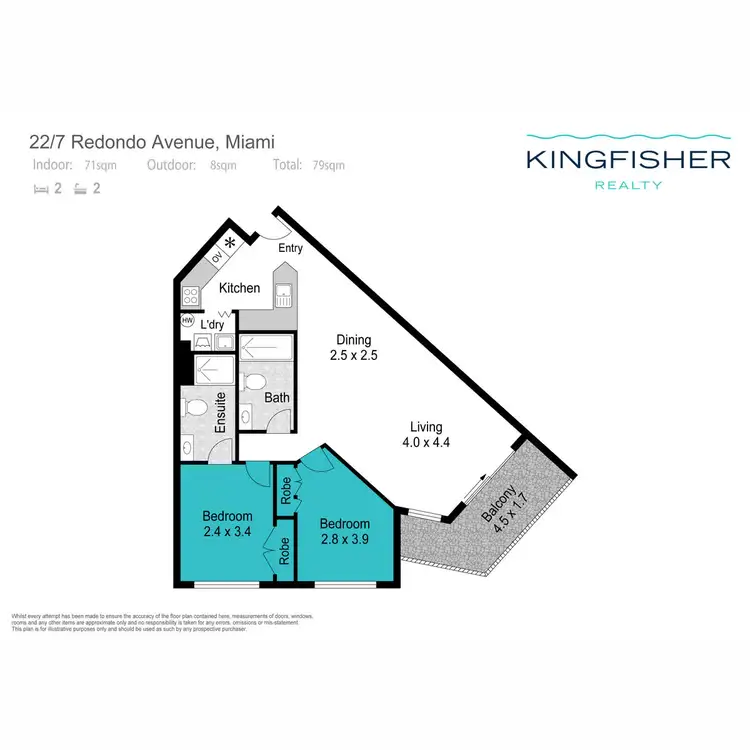 Floorplan of Homely apartment listing, 22/7 Redondo Avenue, Miami QLD 4220