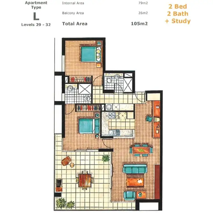 Floorplan of Homely apartment listing, 3301/151 George Street, Brisbane City QLD 4000