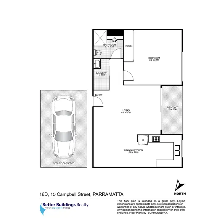 Floorplan of Homely apartment listing, 16D/15 Campbell Street, Parramatta NSW 2150