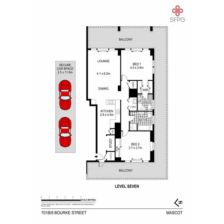 Floorplan of Homely apartment listing, 701B/8 Bourke Street, Mascot NSW 2020