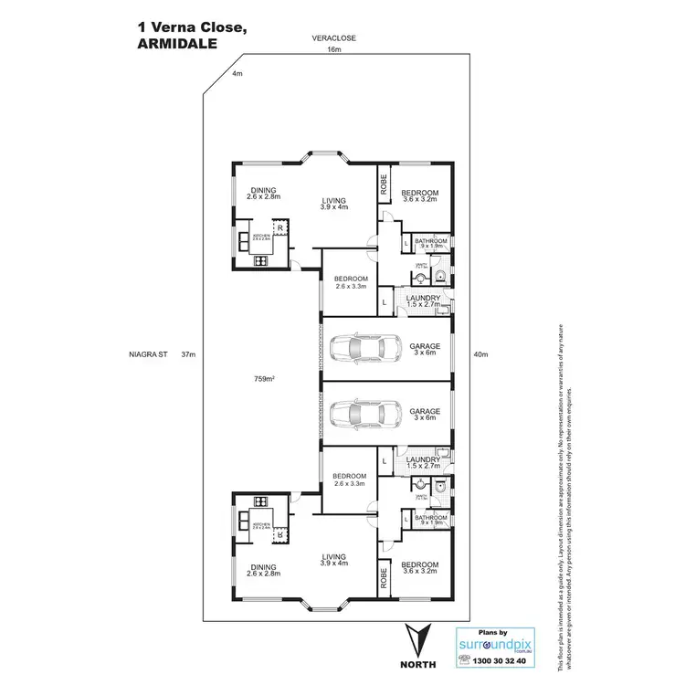Floorplan of Homely block of units listing, 1 & 2/1 Verna Close, Armidale NSW 2350