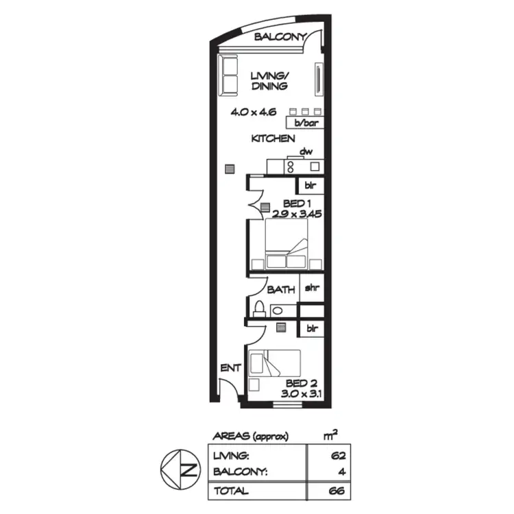 Floorplan of Homely apartment listing, 507/55-67 Hindmarsh Square, Adelaide SA 5000