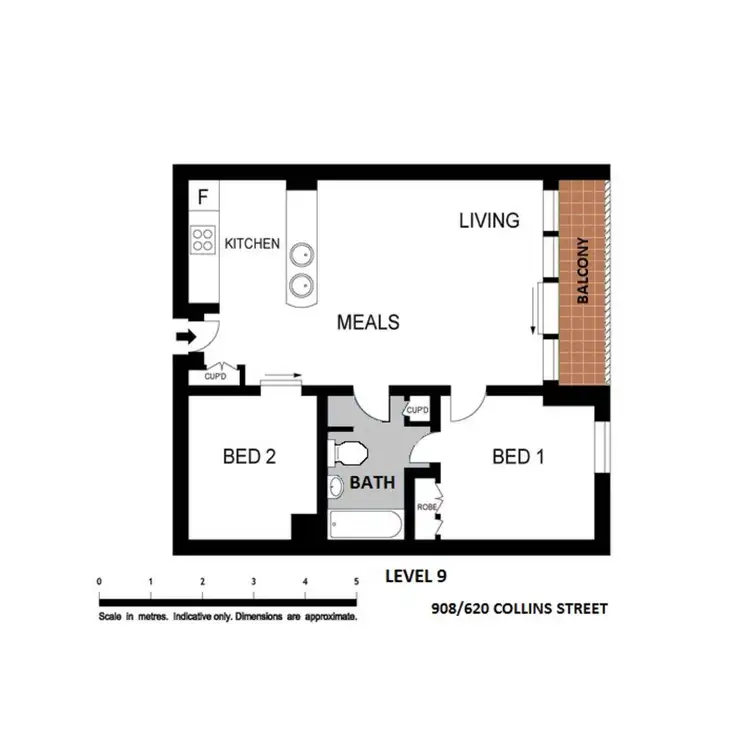 Floorplan of Homely apartment listing, 908/620 Collins Street, Melbourne VIC 3000