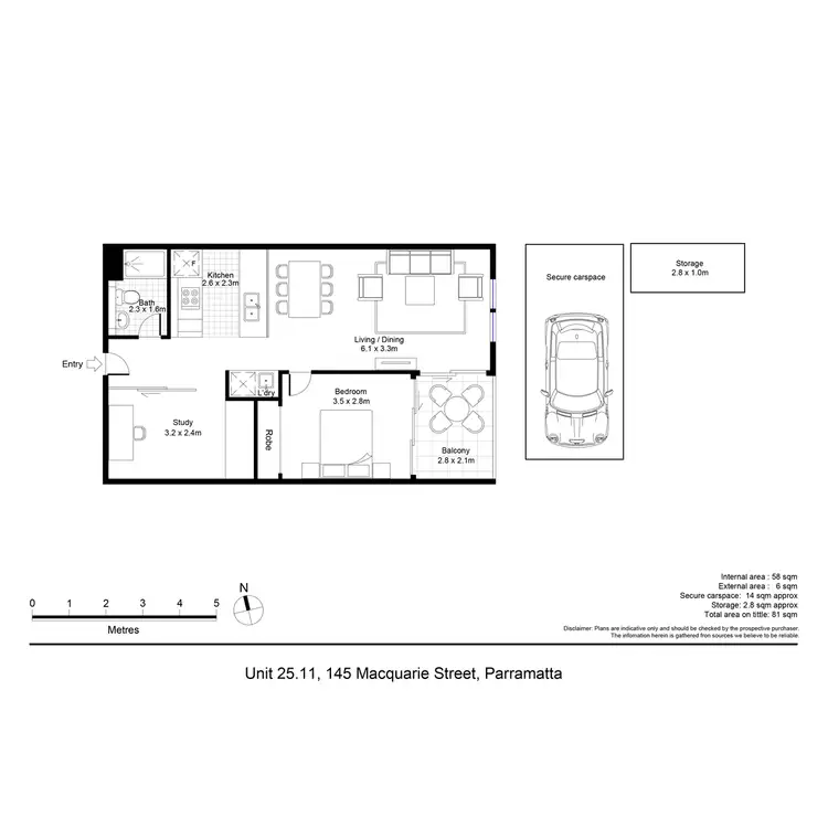 Floorplan of Homely apartment listing, 2511/45 Macquarie Street, Parramatta NSW 2150
