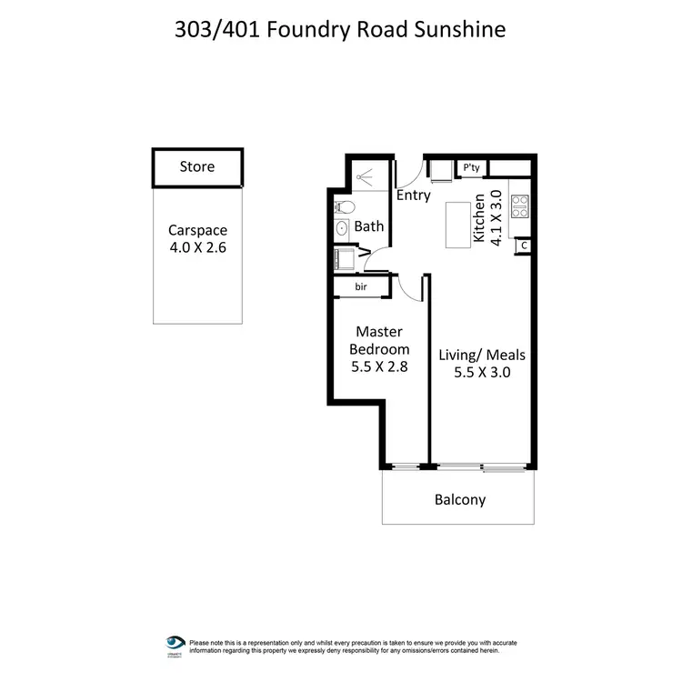 Floorplan of Homely apartment listing, 303/401 Hampshire Road, Sunshine VIC 3020