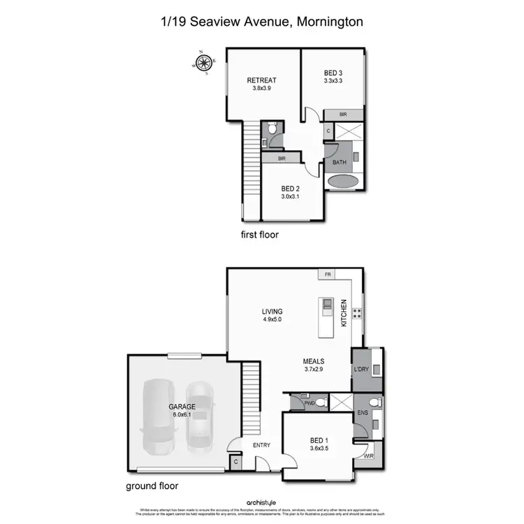 Floorplan of Homely townhouse listing, 19 Seaview Avenue, Mornington VIC 3931