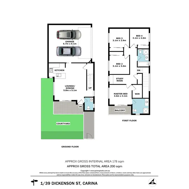 Floorplan of Homely townhouse listing, 1/39 Dickenson Street, Carina QLD 4152