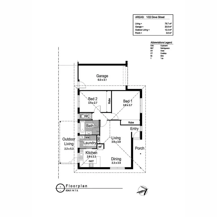 Floorplan of Homely unit listing, 1/22 Dove Street, Mount Austin NSW 2650