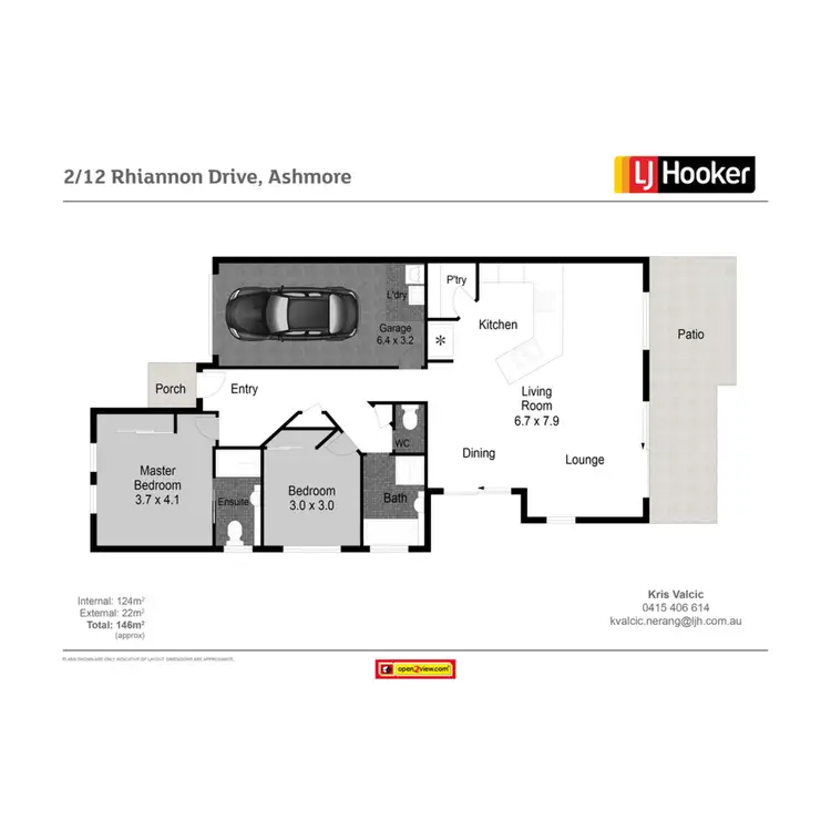 Floorplan of Homely semi-detached listing, 2/12 Rhiannon Drive, Ashmore QLD 4214
