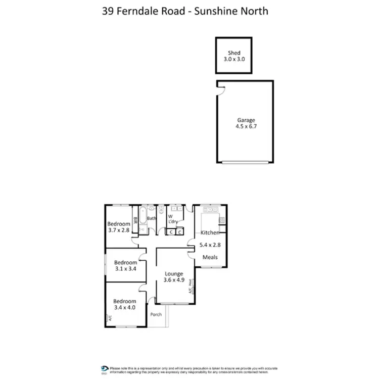 Floorplan of Homely house listing, 39 Ferndale Road, Sunshine North VIC 3020