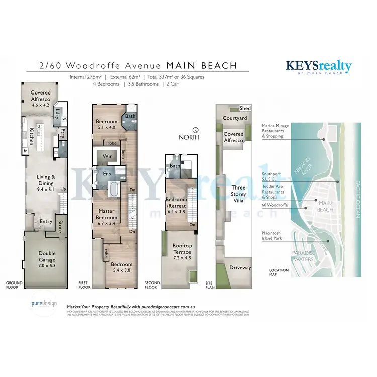 Floorplan of Homely semi-detached listing, 2/60 Woodroffe Avenue, Main Beach QLD 4217