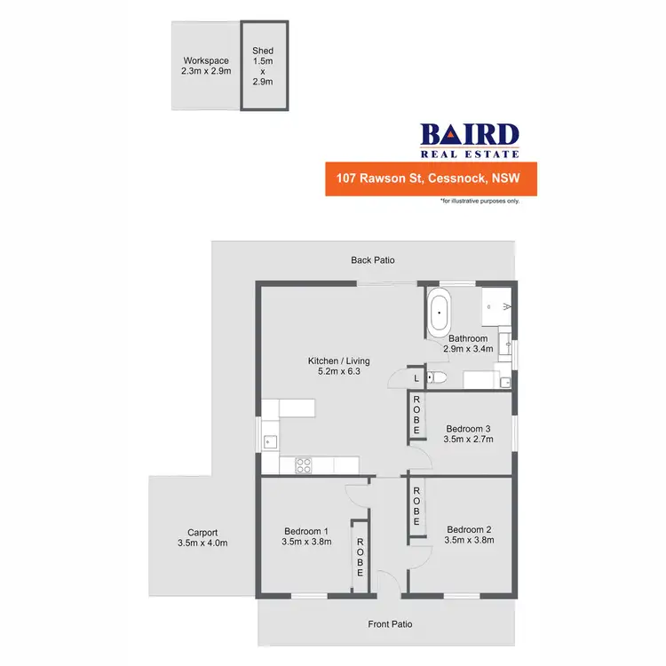 Floorplan of Homely house listing, 107 Rawson Street, Aberdare NSW 2325