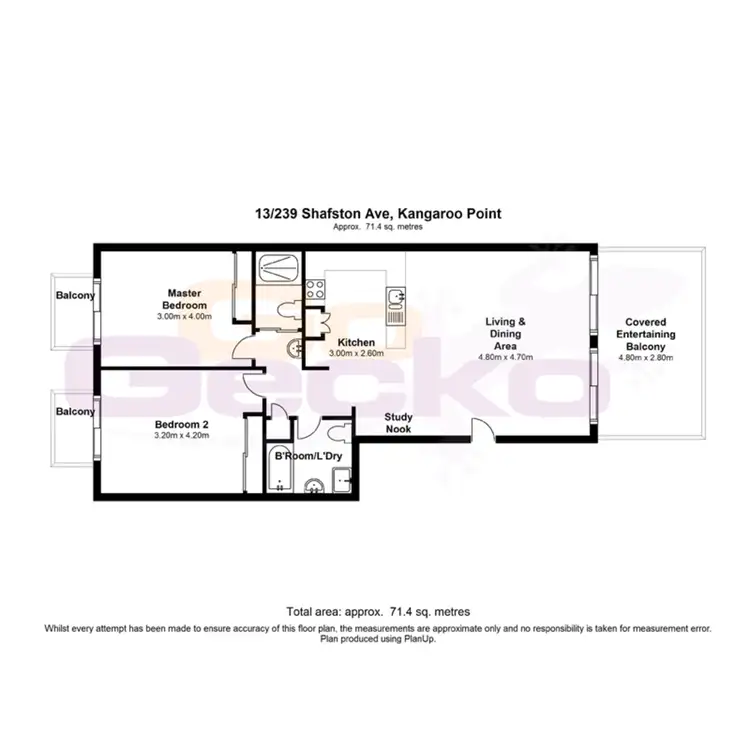 Floorplan of Homely apartment listing, 13/239 Shafston Avenue, Kangaroo Point QLD 4169