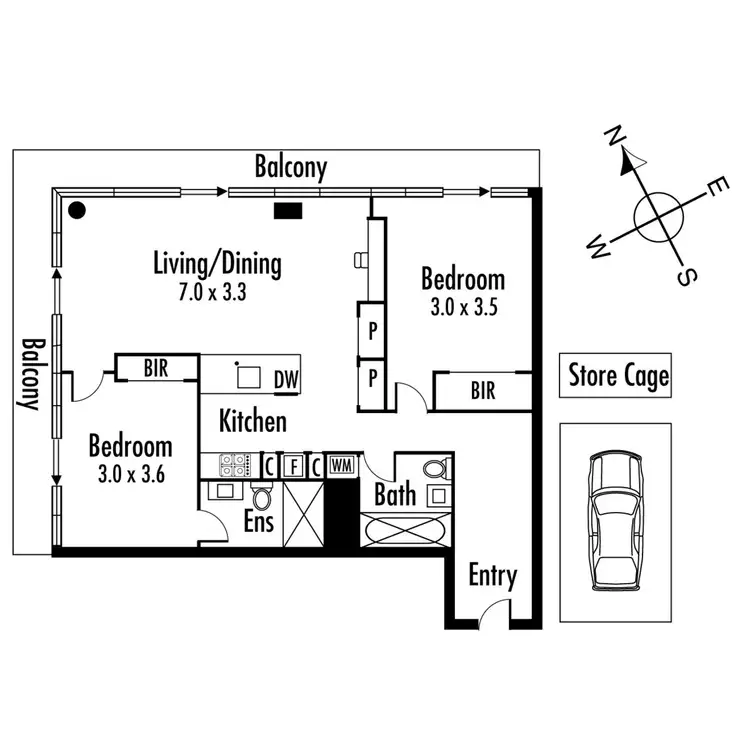Floorplan of Homely apartment listing, 602/1 Clara Street, South Yarra VIC 3141