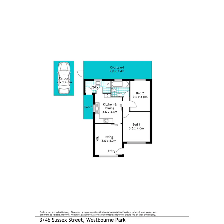 Floorplan of Homely unit listing, 3/46 Sussex Terrace, Westbourne Park SA 5041