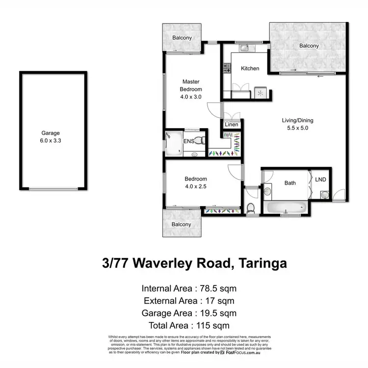 Floorplan of Homely unit listing, 3/77 Waverley Road, Taringa QLD 4068