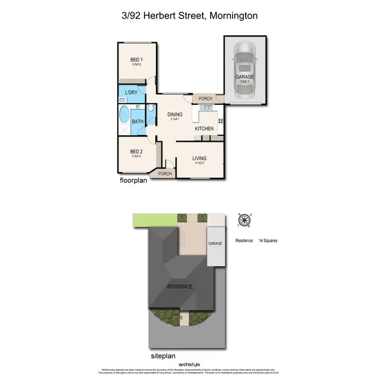 Floorplan of Homely unit listing, 3/92 Herbert Street, Mornington VIC 3931
