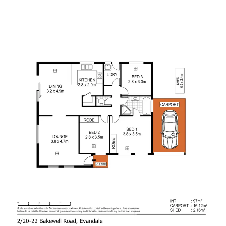 Floorplan of Homely unit listing, 2/20-22 Bakewell Road, Evandale SA 5069
