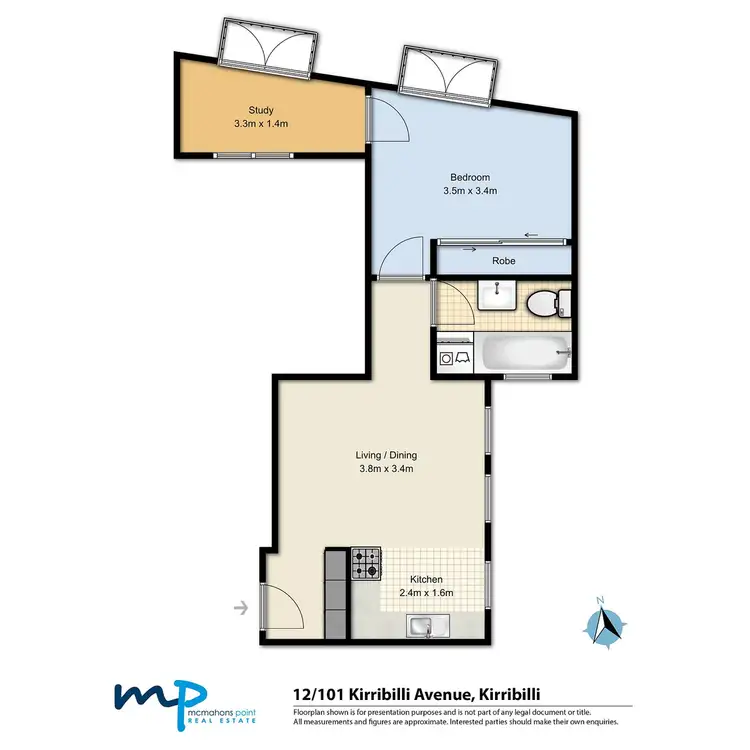 Floorplan of Homely apartment listing, 12/101 Kirribilli Avenue, Kirribilli NSW 2061