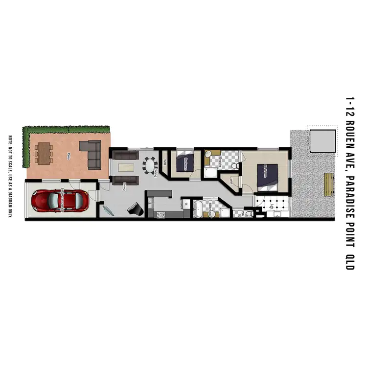 Floorplan of Homely townhouse listing, 1/12 Rouen Avenue, Paradise Point QLD 4216