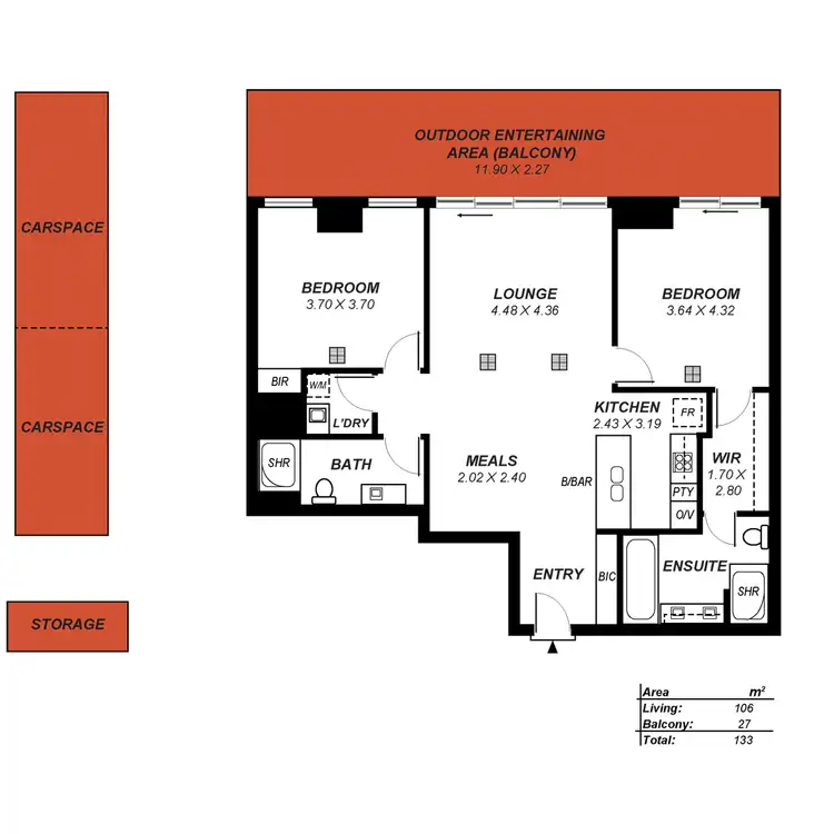 Floorplan of Homely apartment listing, 1102/47 Hindmarsh Square, Adelaide SA 5000