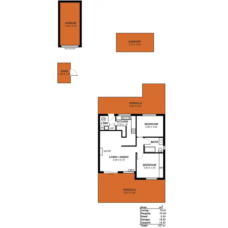 Floorplan of Homely unit listing, 1/5 McBeath Street, Hectorville SA 5073