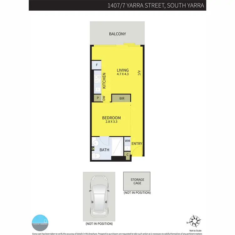 Floorplan of Homely apartment listing, 1407/7 Yarra Street, South Yarra VIC 3141